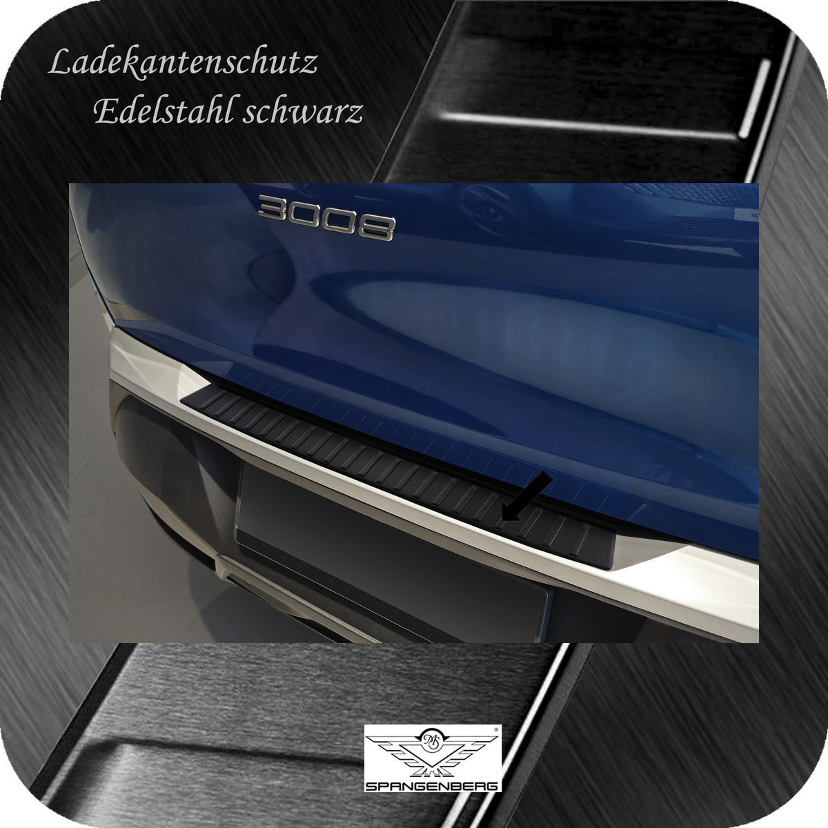 Ladekantenschutz Edelstahl schwarz matt für Peugeot 3008 III ab 04.2024- 3240378 a