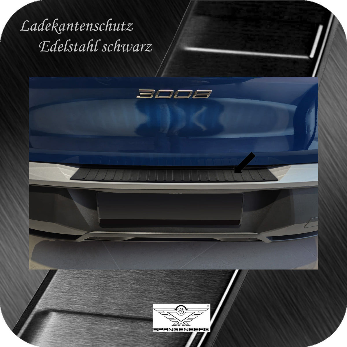 Ladekantenschutz Edelstahl schwarz matt für Peugeot 3008 III ab 04.2024- 3240378 b