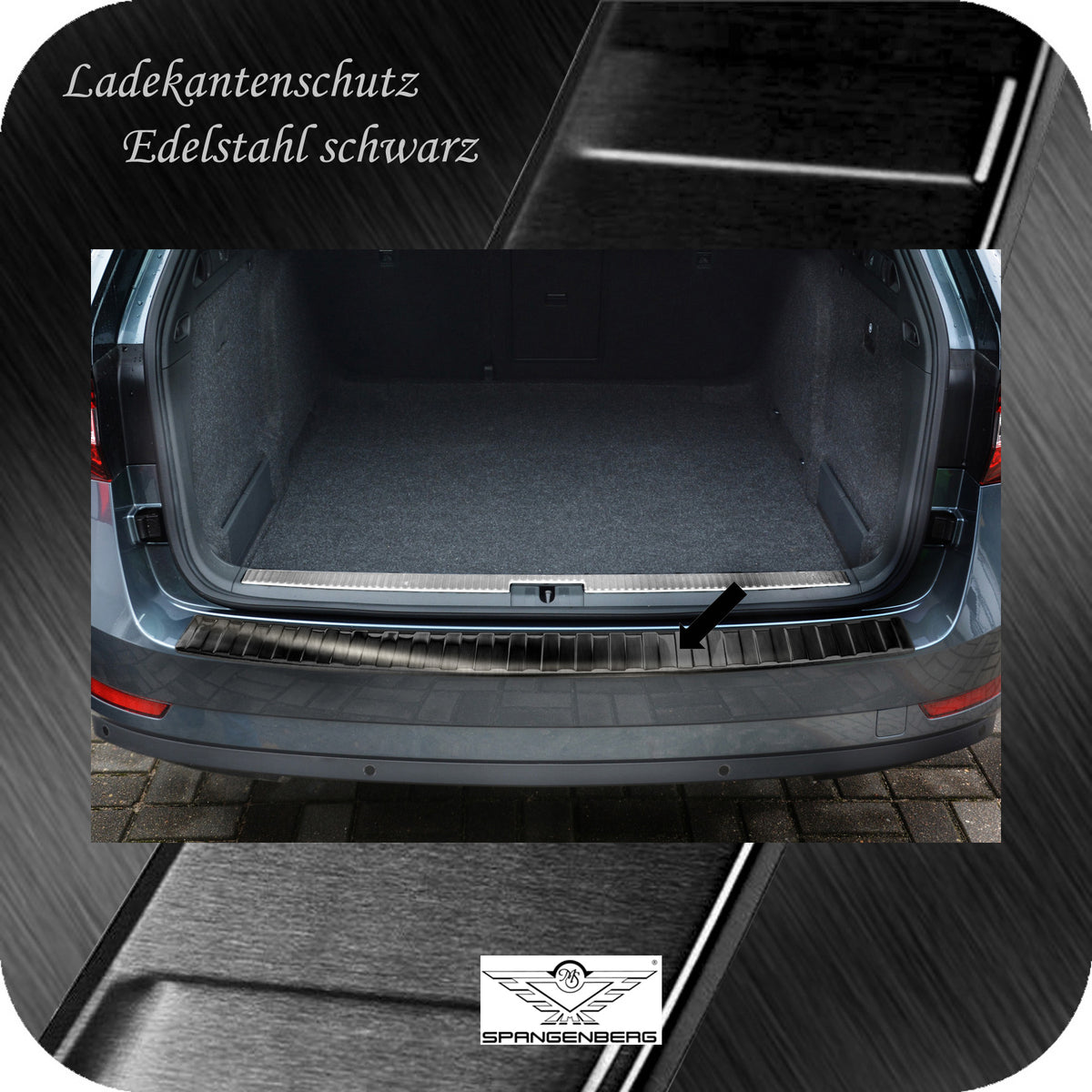 Ladekantenschutz Edelstahl schwarz für Skoda Superb III Kombi 3V 3.2015- 3245020 b
