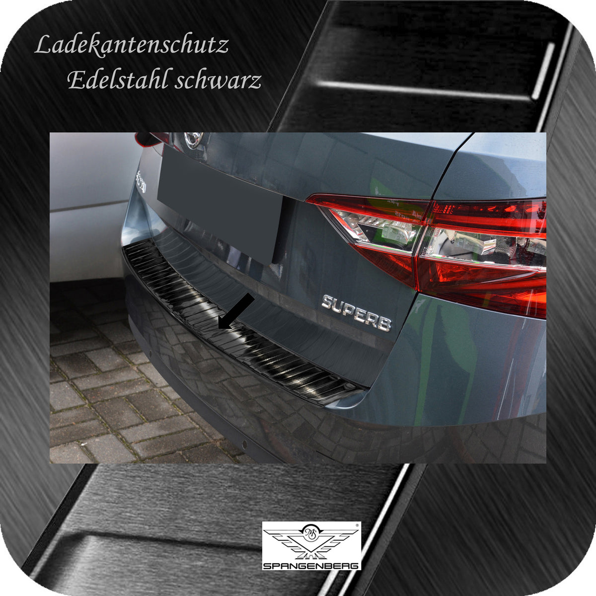 Ladekantenschutz Edelstahl schwarz für Skoda Superb III Kombi 3V 3.2015- 3245020 d