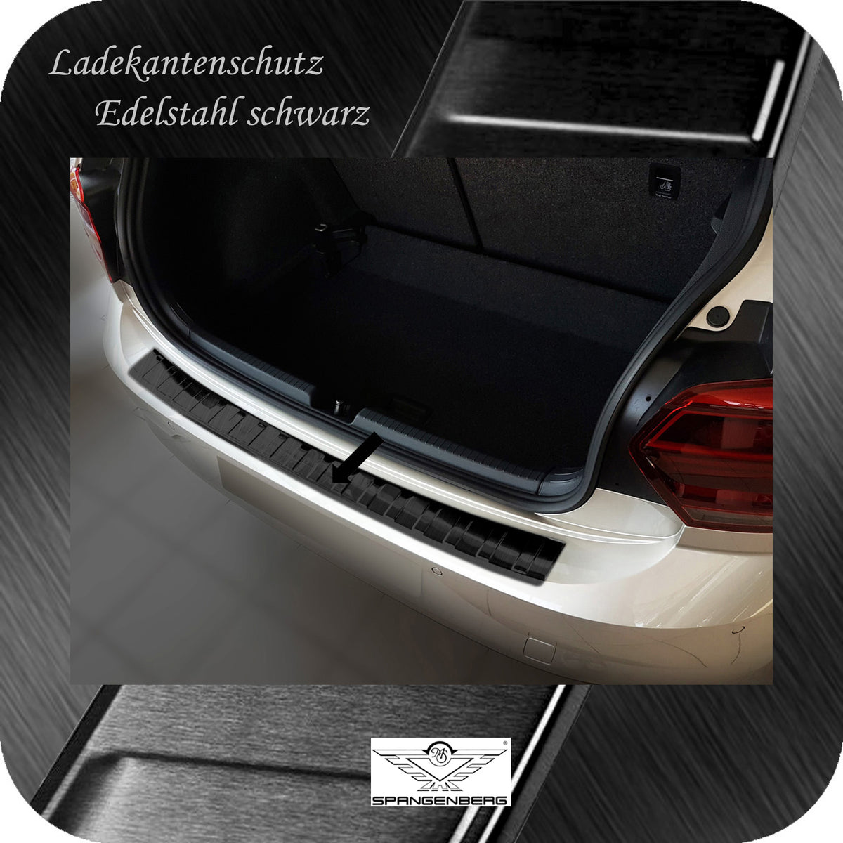 Ladekantenschutz Edelstahl schwarz für VW Polo VI Typ AW ab Bj. 10.2017- 3245033 c