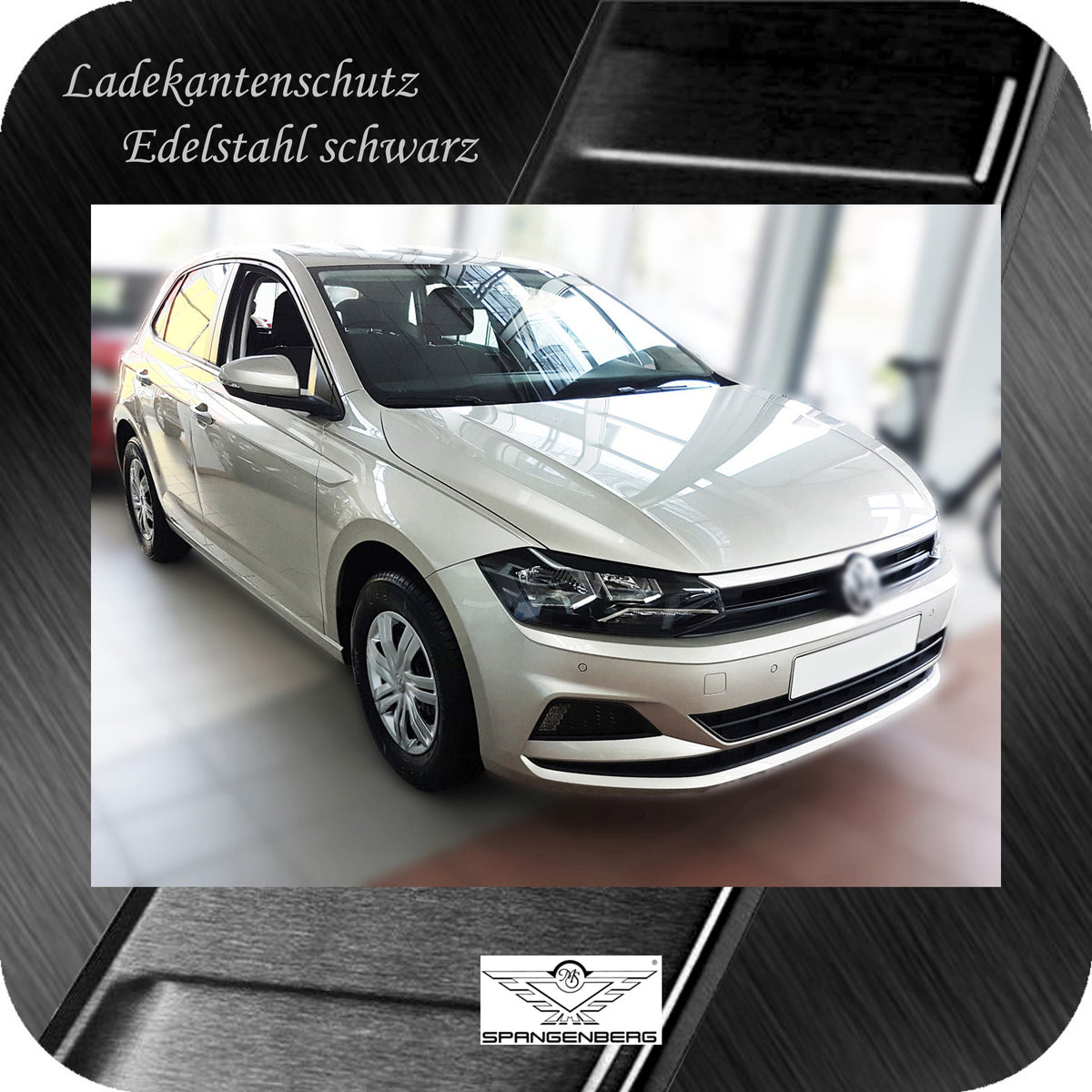 Ladekantenschutz Edelstahl schwarz für VW Polo VI Typ AW ab Bj. 10.2017- 3245033 f