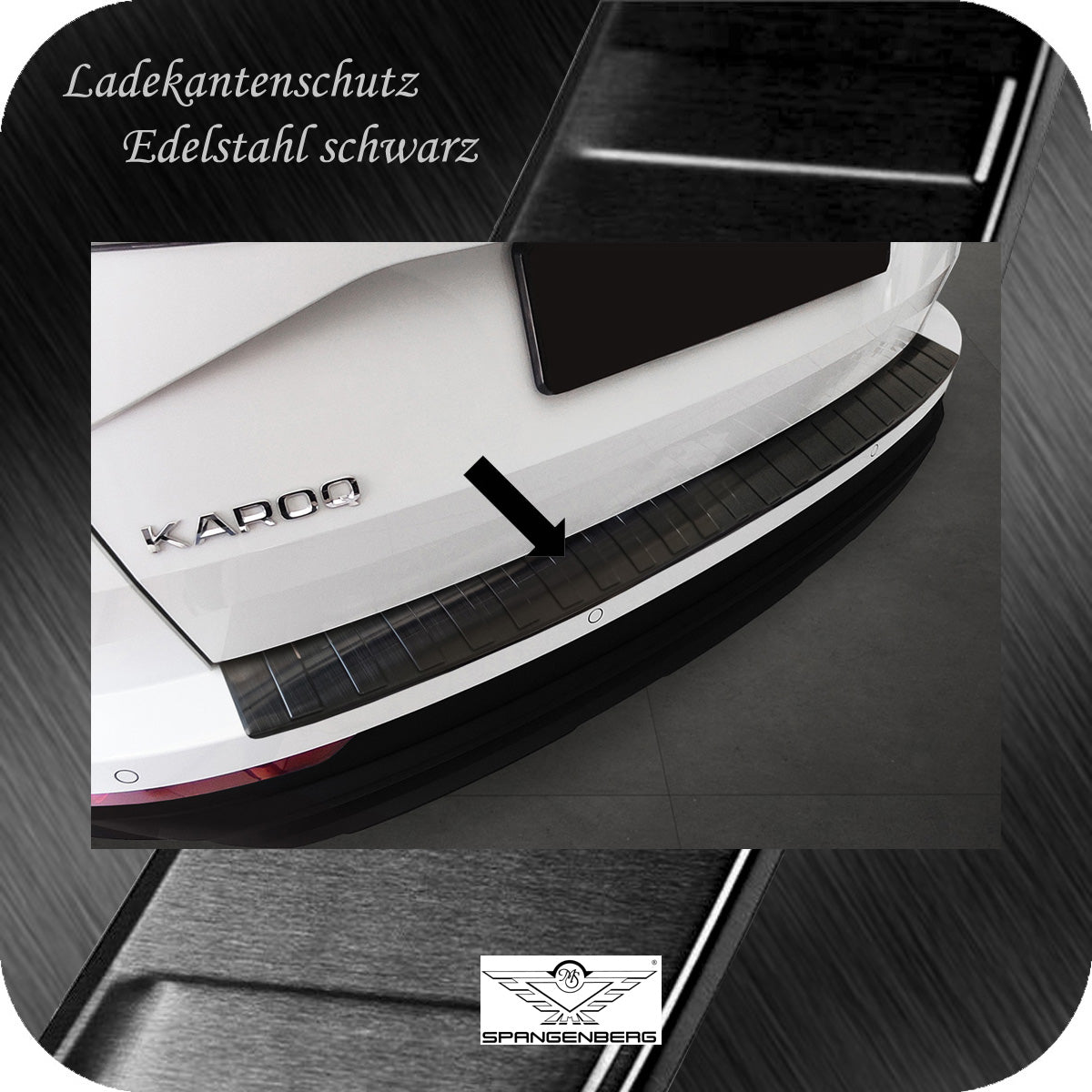 Ladekantenschutz Edelstahl schwarz für Skoda Karoq SUV Facelift 12.2021- 3245253 b