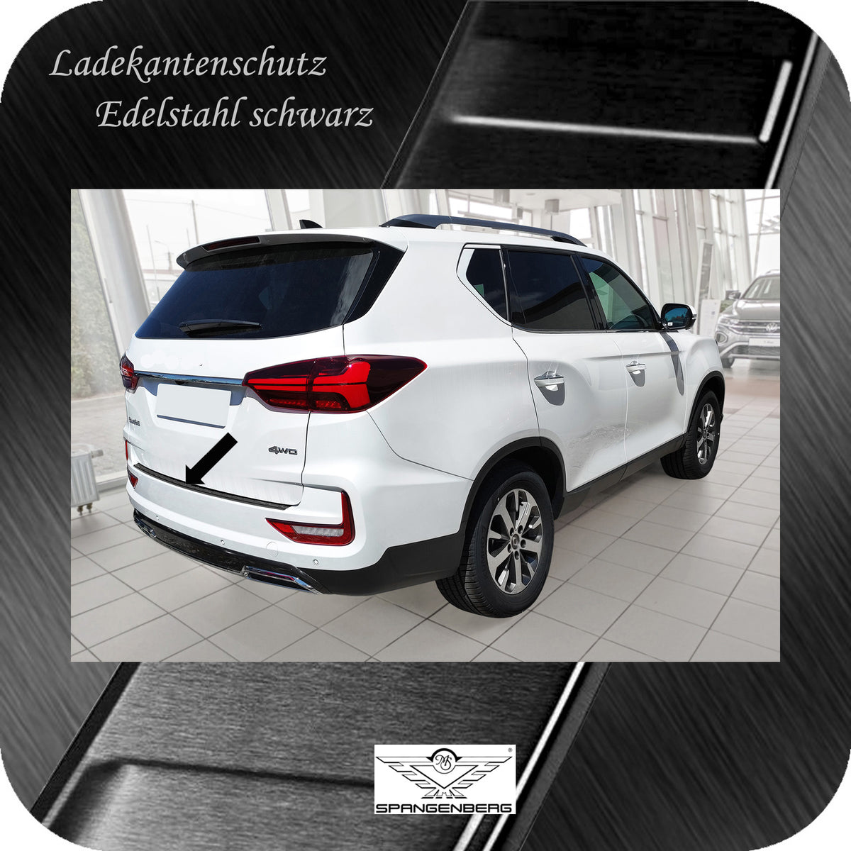 Ladekantenschutz Edelstahl schwarz für Ssangyong Rexton Facelift 3.2021- 3245279 g