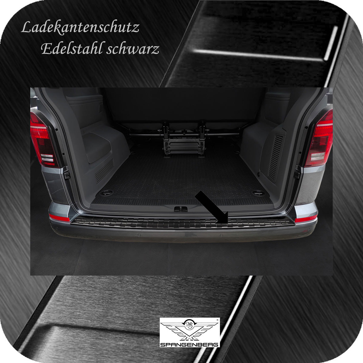 Ladekantenschutz Edelstahl schwarz für VW T6 & T6.1 Heckklappe 04.2015- 3245292 b