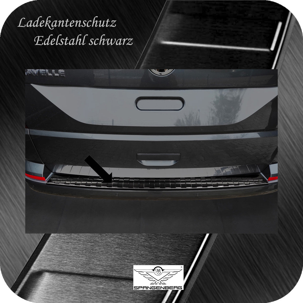 Ladekantenschutz Edelstahl schwarz für VW T6 & T6.1 Heckklappe 04.2015- 3245292 c