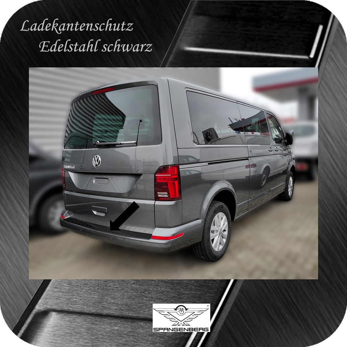 Ladekantenschutz Edelstahl schwarz für VW T6 & T6.1 Heckklappe 04.2015- 3245292 g