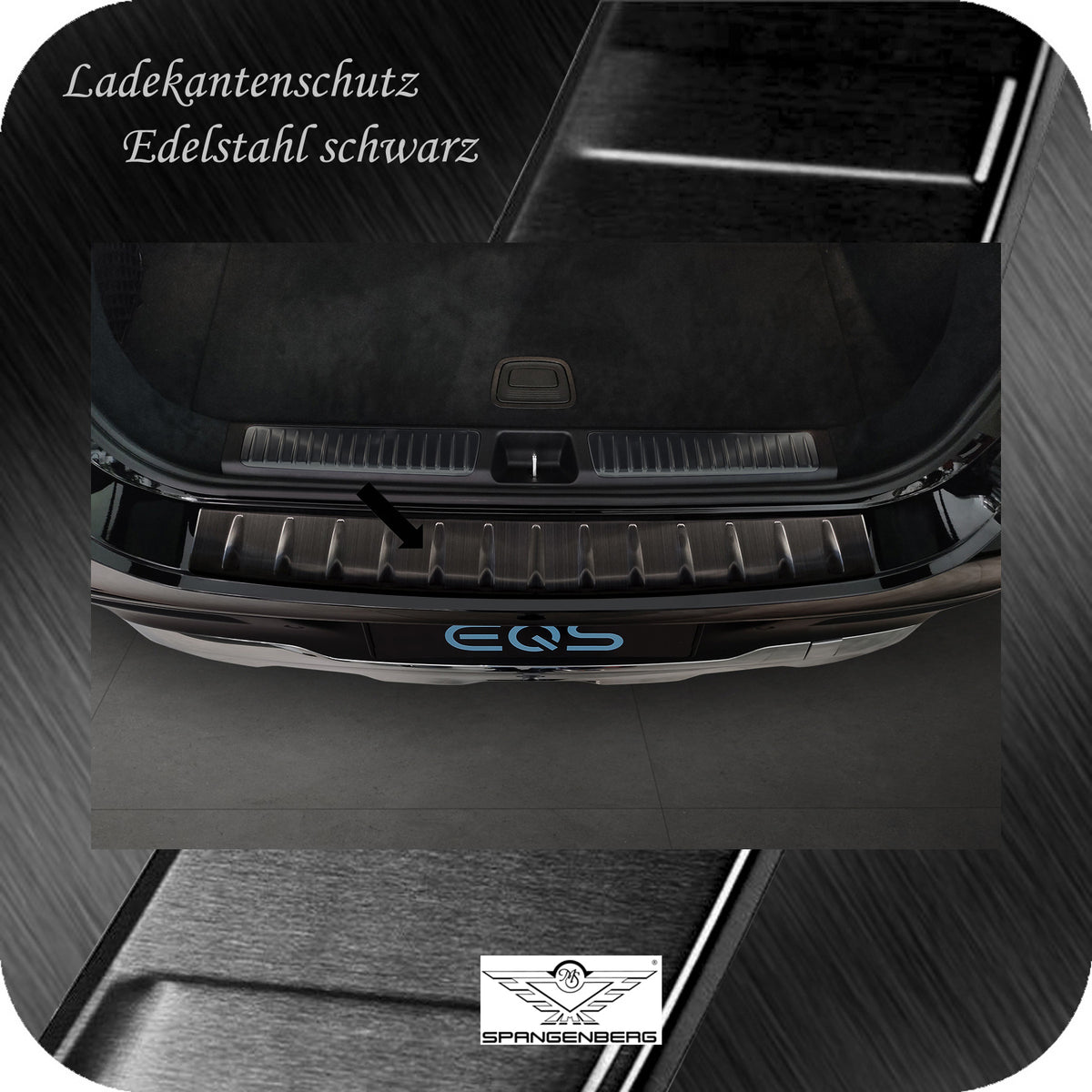 Ladekantenschutz Edelstahl schwarz für Mercedes EQS SUV X296 ab 12.2022- 3245298 b