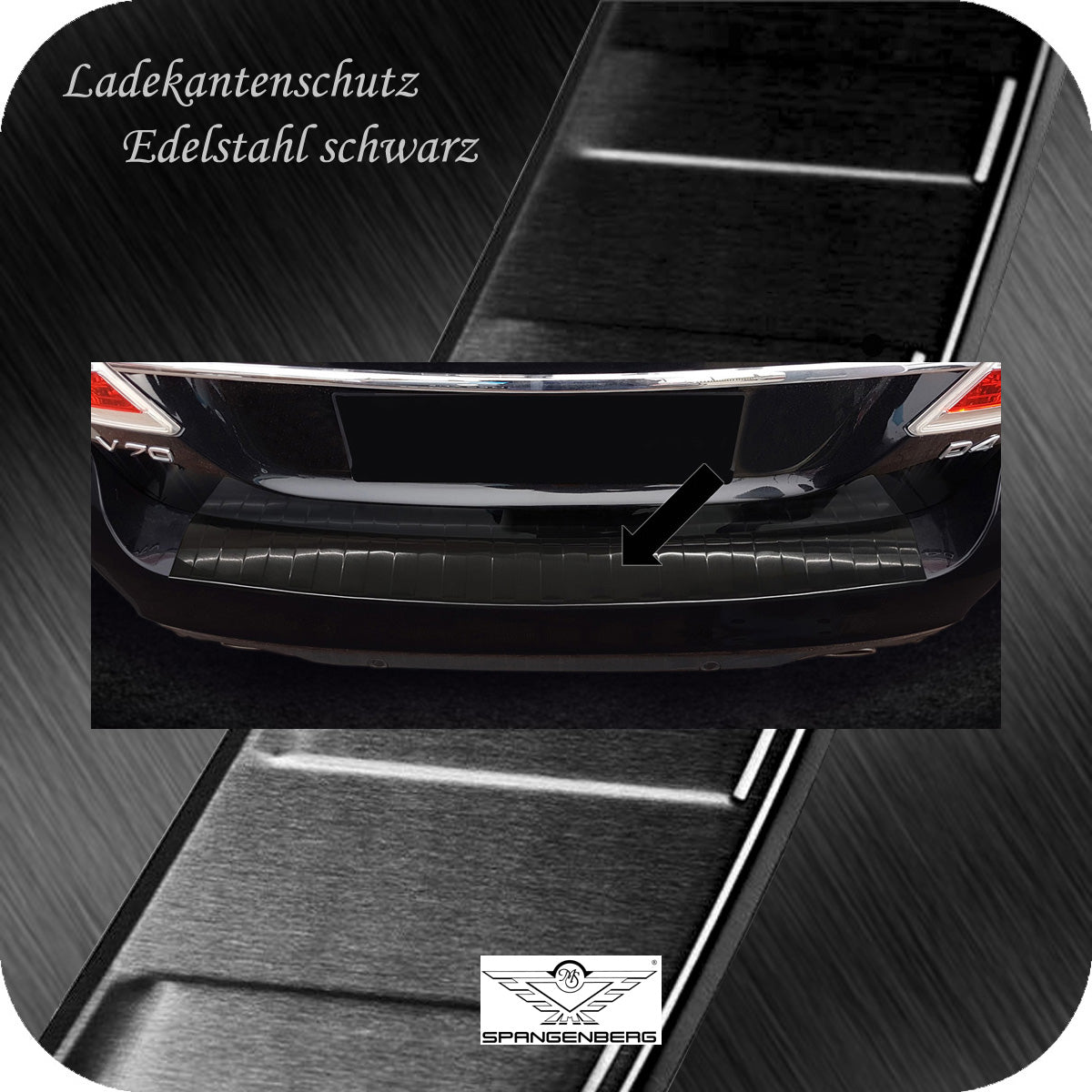 Ladekantenschutz Edelstahl schwarz für Volvo V70 III ab Facelift 6.2013- 3245301 c