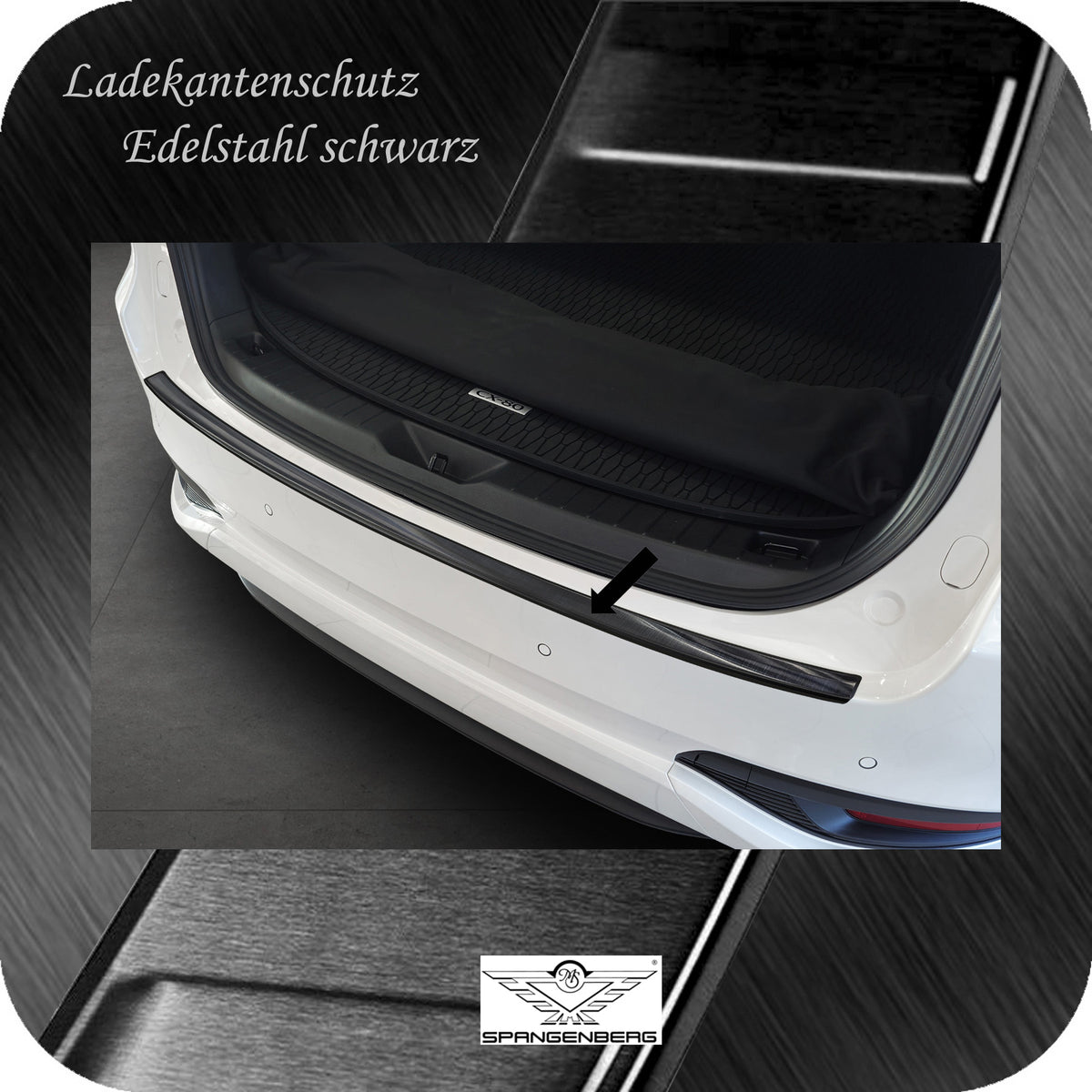 Ladekantenschutz Edelstahl schwarz für Mazda CX-80 SUV Baujahr 10.2024- 3245385 a