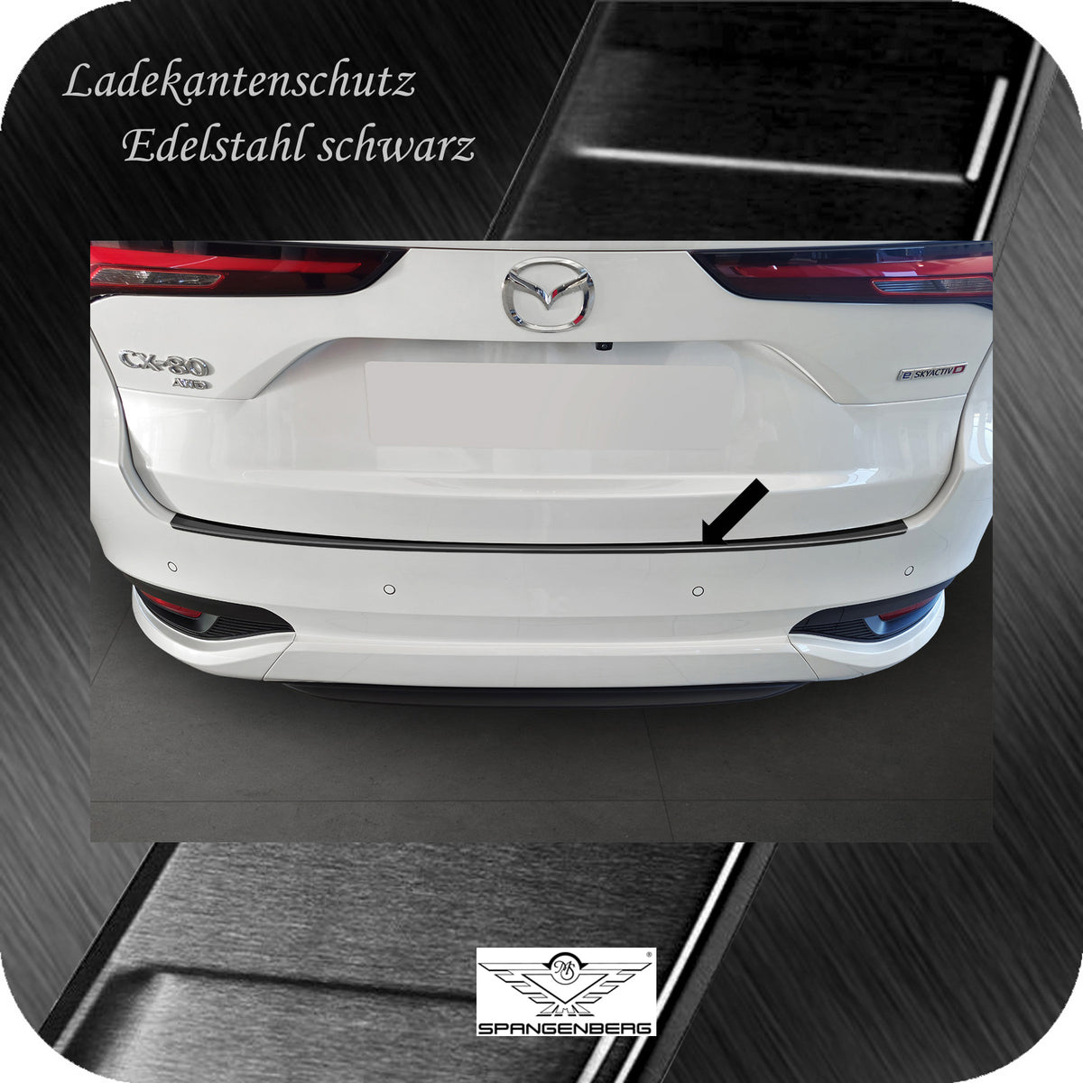 Ladekantenschutz Edelstahl schwarz für Mazda CX-80 SUV Baujahr 10.2024- 3245385 c