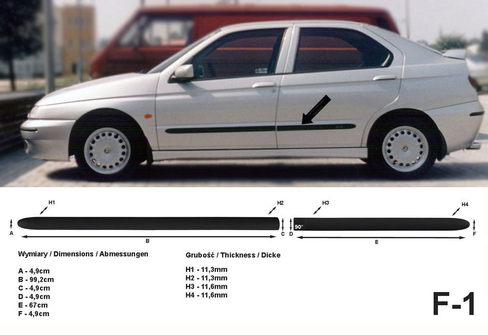Seitenschutzleisten schwarz für Alfa Romeo 146 Schrägheck Bj. 12.1994-01.2001 F1 a