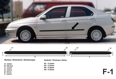 Seitenschutzleisten schwarz für Alfa Romeo 146 Schrägheck Bj. 12.1994-01.2001 F1 a
