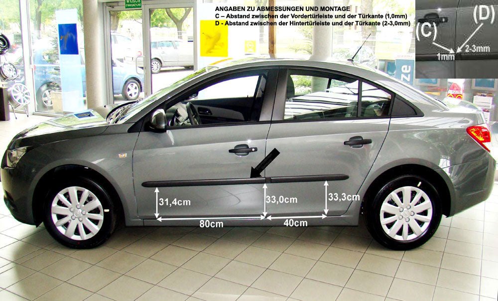 Seitenschutzleisten schwarz für Chevrolet Cruze J300 vor facelift 05.09-08.12 F1 b