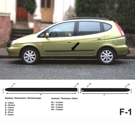 Seitenschutzleisten schwarz für Chevrolet Rezzo Kombi Bj. 03.2005-03.2009 F1 a