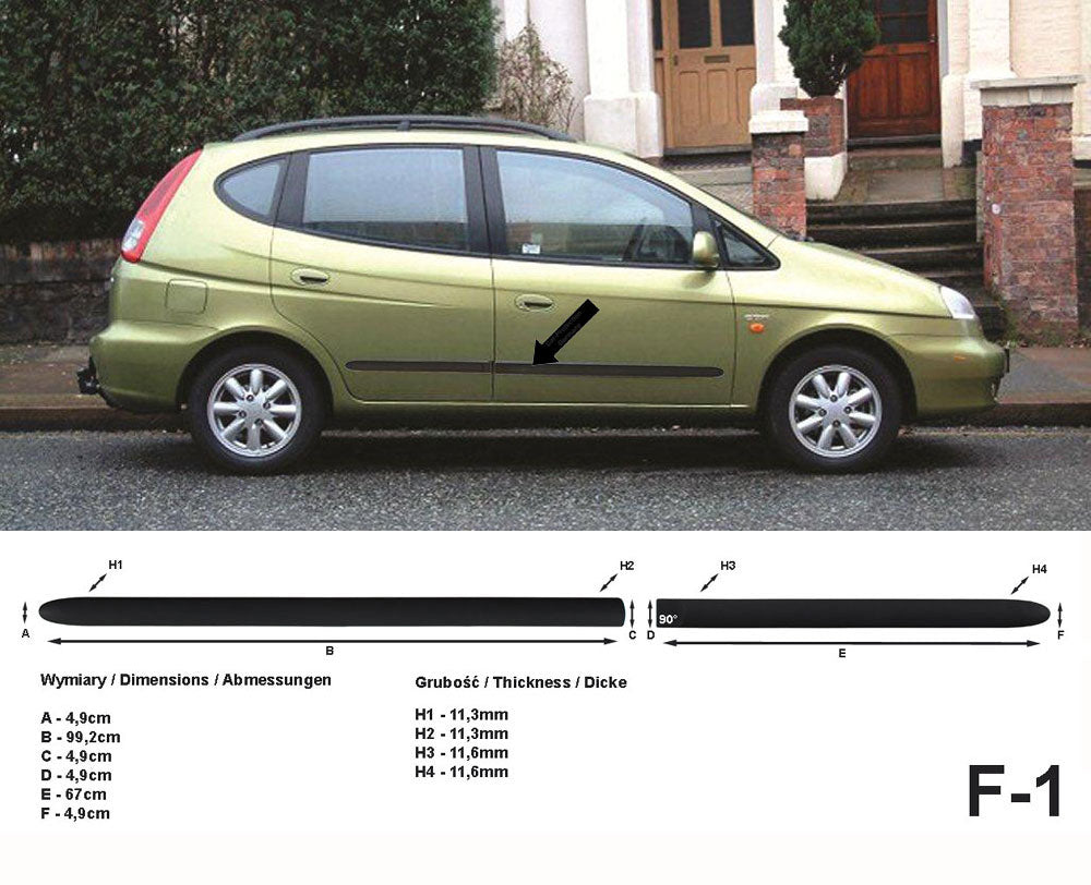 Seitenschutzleisten schwarz für Daewoo Tacuma Rezzo Kombi 09.2000-09.2008 F1 a