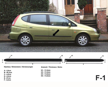 Seitenschutzleisten schwarz für Daewoo Tacuma Rezzo Kombi 09.2000-09.2008 F1 a