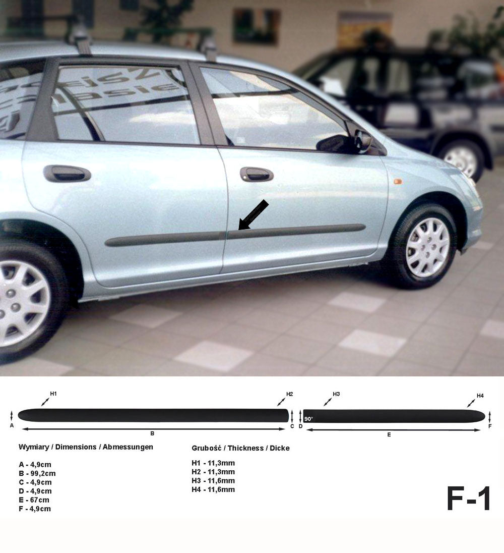 Seitenschutzleisten schwarz für Honda Civic VII Schrägheck 5-Türer 2001-2005 F1 a