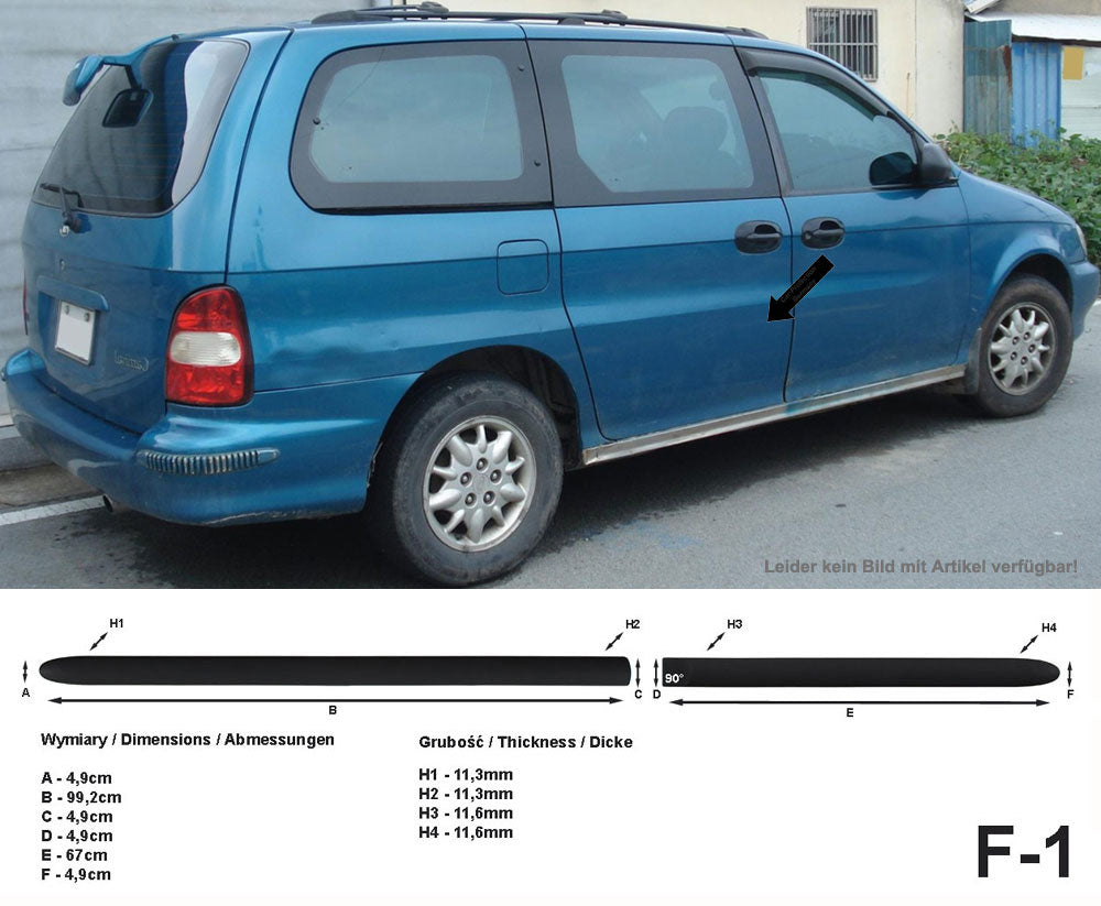 Seitenschutzleisten schwarz für Kia Carnival I & II Van Kombi Bj. 1999-2005 F1 a