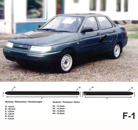 Seitenschutzleisten schwarz für Lada 110 Limousine Baujahre 1995-2007 F1 a