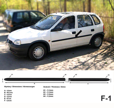 Seitenschutzleisten schwarz für Opel Corsa B Schrägheck 5-Türer 3.1993-9.2000 F1 a
