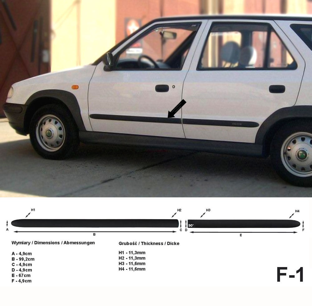 Seitenschutzleisten schwarz für Skoda Felicia Kombi & Schrägheck 1994-2001 F1 a