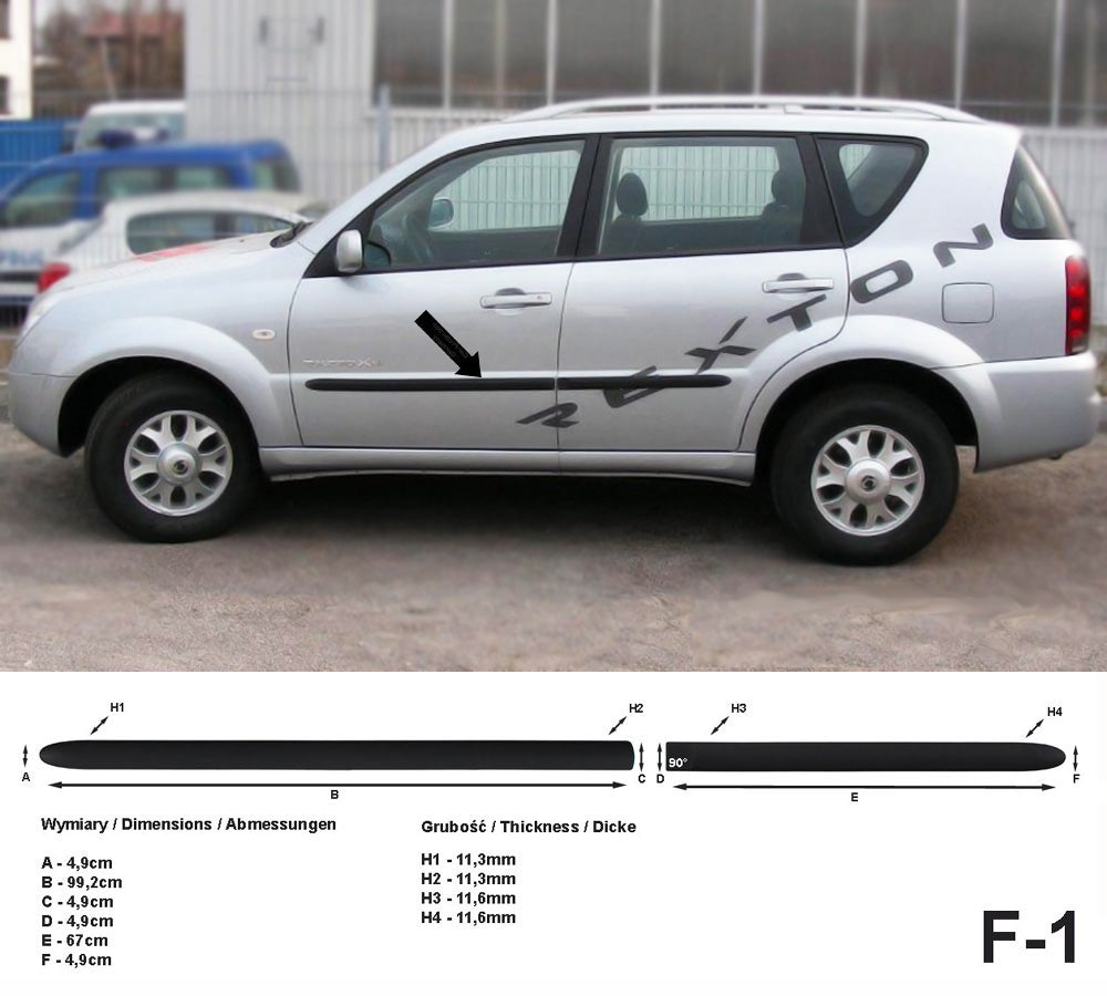 Seitenschutzleisten schwarz für SsangYong Rexton I SUV facelift 2006-2012 F1 a