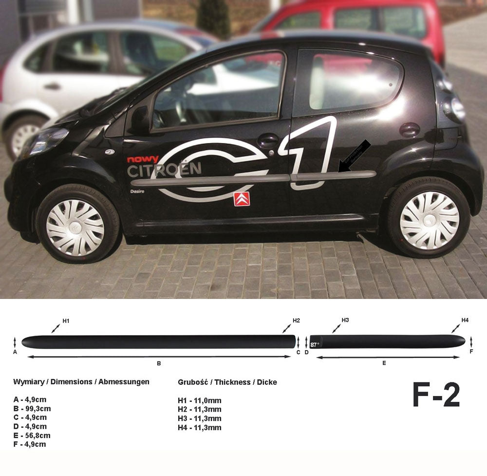 Seitenschutzleisten schwarz für Citroen C1 5-Türer vor facelift 06.05-12.11 F2 a