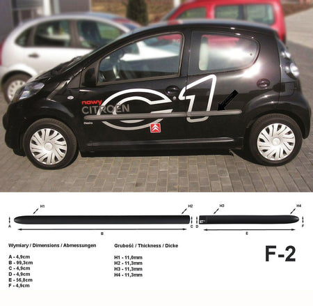 Seitenschutzleisten schwarz für Citroen C1 5-Türer vor facelift 06.05-12.11 F2 a