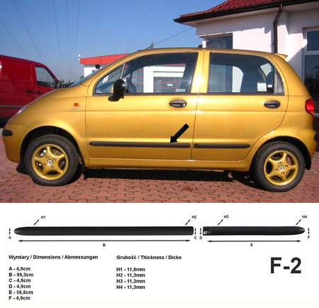 Seitenschutzleisten schwarz für Daewoo Matiz Schrägheck 08.1998-12.2004 F2 a