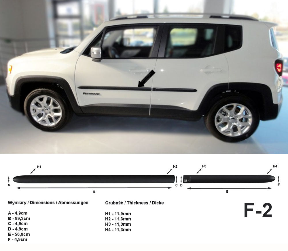 Seitenschutzleisten schwarz für Jeep Renegade SUV ab Baujahr 07.2014- F2 a