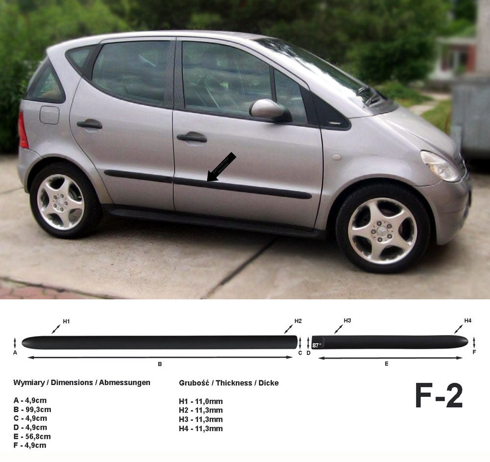 Seitenschutzleisten schwarz für Mercedes Benz A-Klasse W168 vor Mopf 1997-01 F2 a