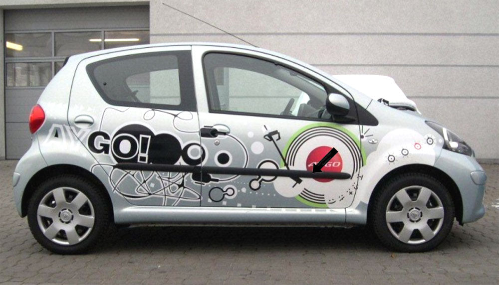 Seitenschutzleisten schwarz für Toyota Aygo I 5-Türer vor facelift 2005-2011 F2 b