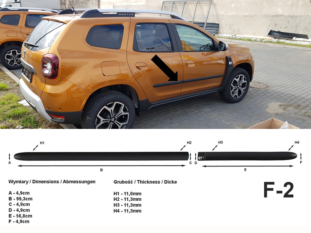 Seitenschutzleisten schwarz für Dacia Duster II SUV 2. Generation ab 10.2017- F2 a