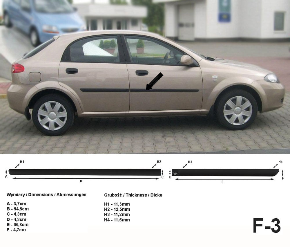 Seitenschutzleisten schwarz für Chevrolet Lacetti J200 03.2005-12.2011 F3 a