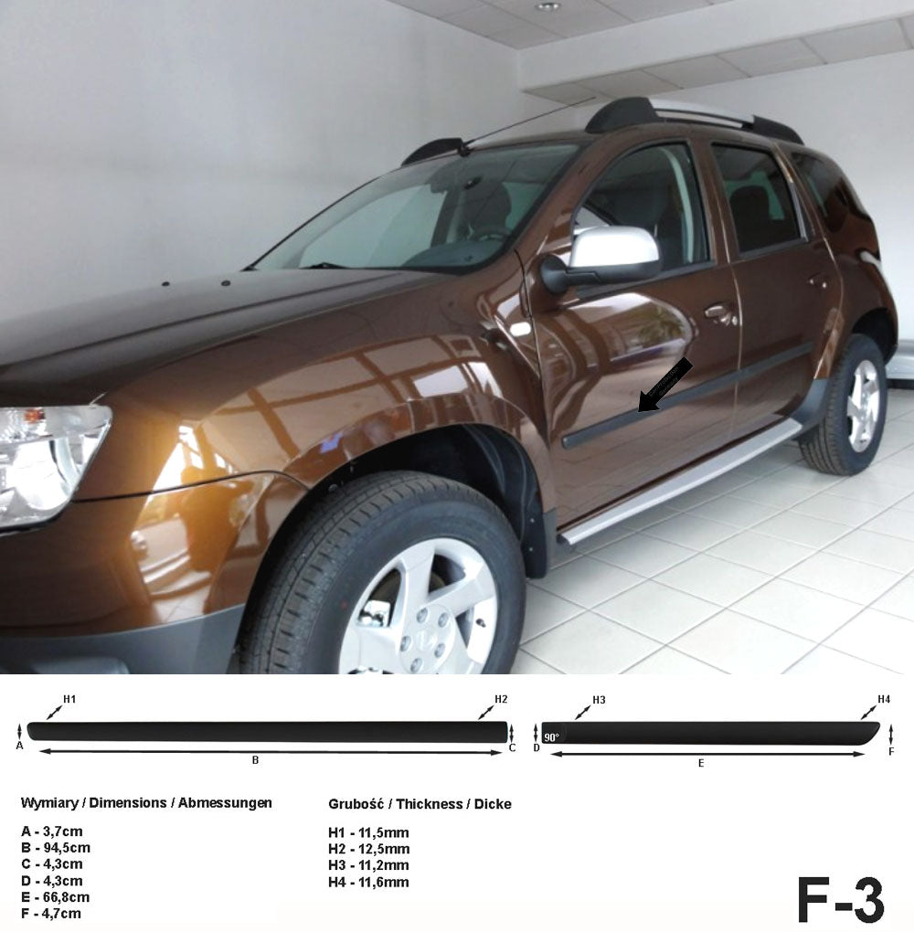 Seitenschutzleisten schwarz für Dacia Duster SUV Kombi ab Bj. 04.2010- F3 a