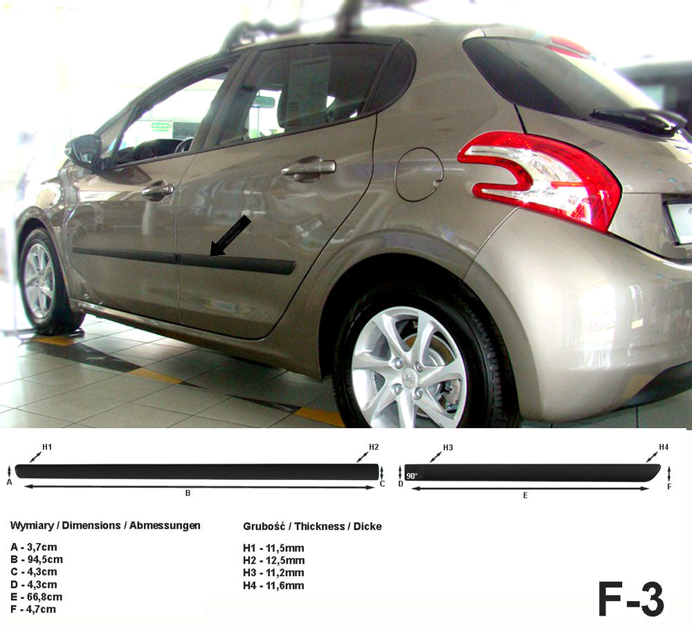 Seitenschutzleisten schwarz für Peugeot 208 Schrägheck 5-Türer ab 2012- F3 a