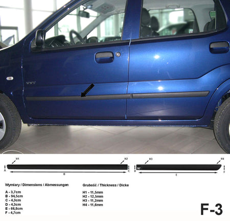 Seitenschutzleisten schwarz für Suzuki Ignis I & II SUV 5-Türer 2000-2008 F3 a