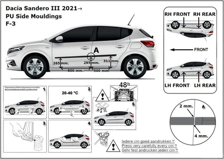 Seitenschutzleisten schwarz für Dacia Sandero III Typ DJF ab Baujahr 01.2021- F3 d