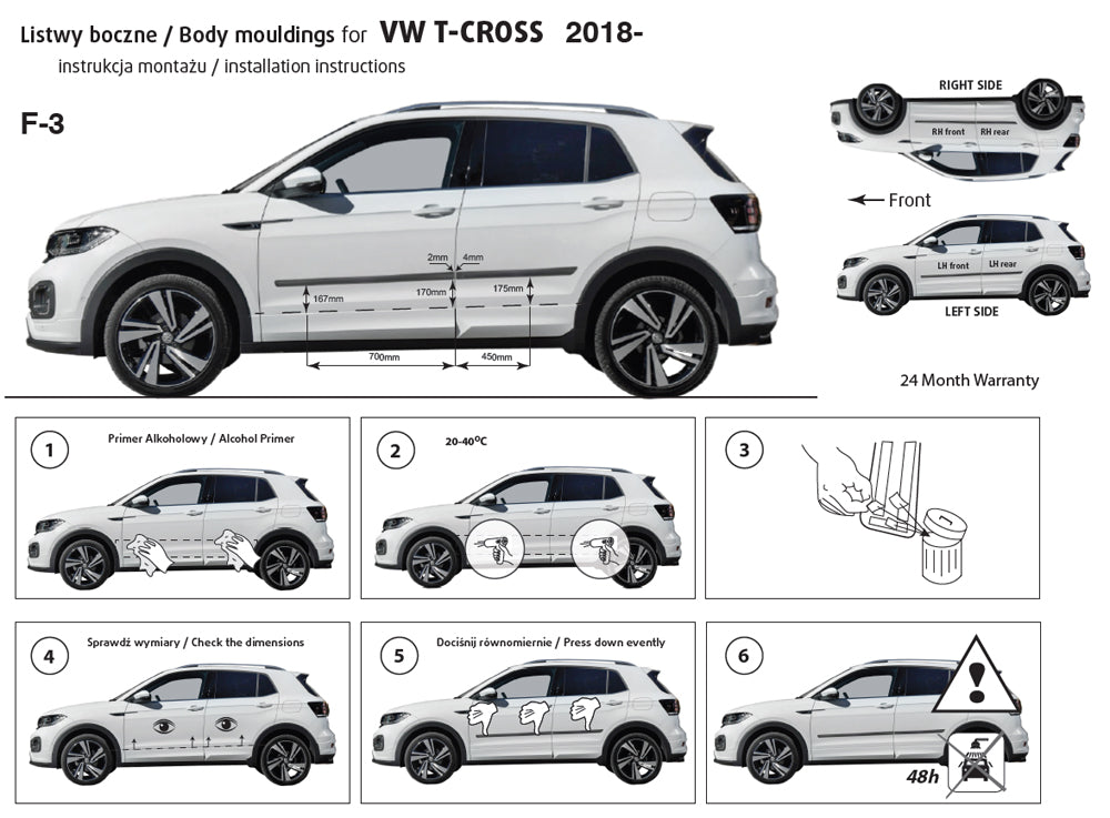 Seitenschutzleisten schwarz für VW T-Cross SUV Typ C1 ab Baujahr 04.2019- F3 g