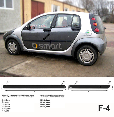 Seitenschutzleisten schwarz für Smart ForFour I W454 Schrägheck W 454 2004–06 F4 a