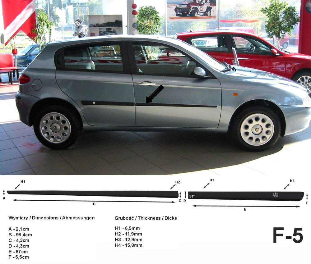 Seitenschutzleisten schwarz für Alfa Romeo 147 Schrägheck 5-Türer 01.01-03.10 F5 a