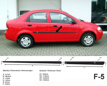 Seitenschutzleisten schwarz für Chevrolet Aveo T200 Limousine 4-Türer 2004-06 F5 a