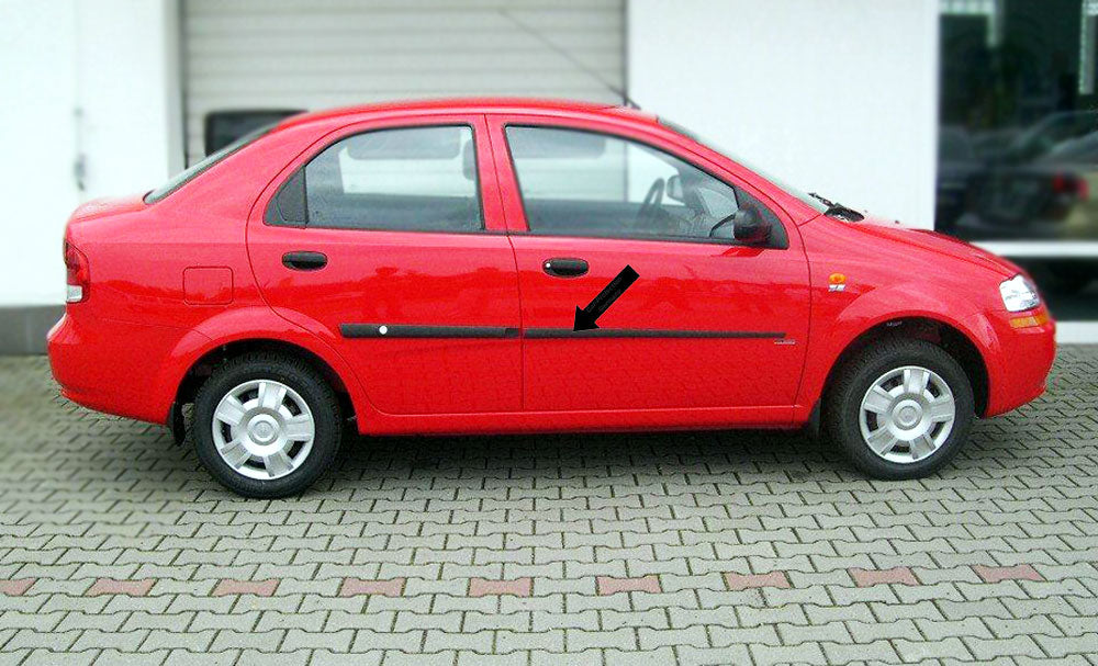 Seitenschutzleisten schwarz für Chevrolet Aveo T200 Limousine 4-Türer 2004-06 F5 e