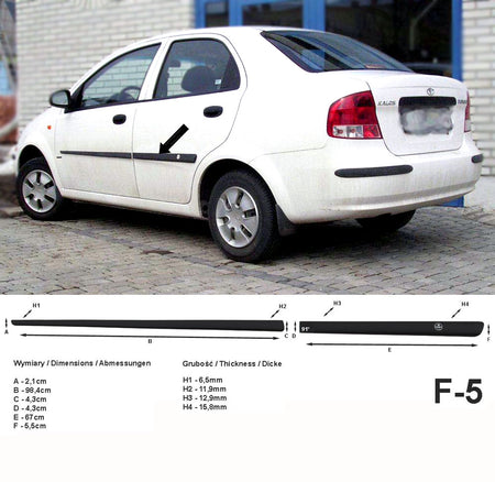 Seitenschutzleisten schwarz für Daewoo Kalos 4-Türer ab Baujahr 09.2002- F5 a