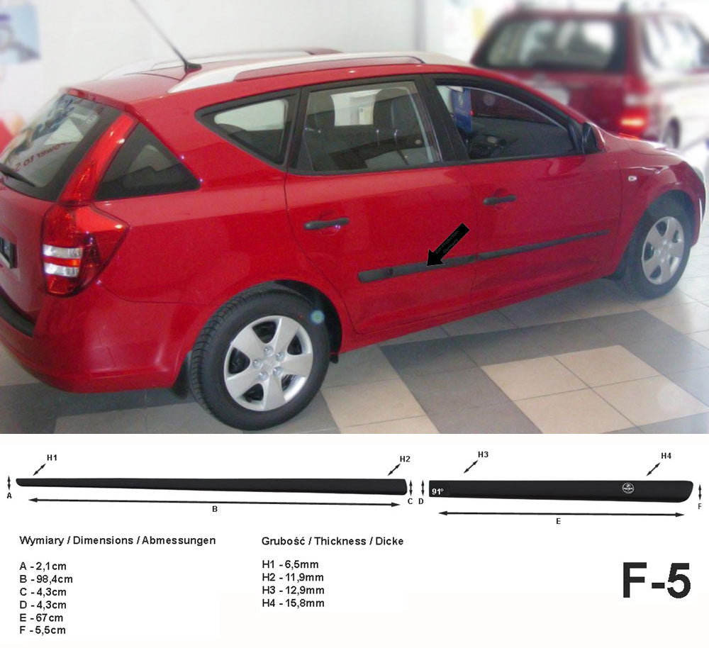 Seitenschutzleisten schwarz für Kia cee’d I Kombi ceed 1. Gen. 2006-03.2012 F5