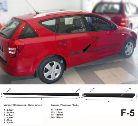 Seitenschutzleisten schwarz für Kia cee’d I Kombi ceed 1. Gen. 2006-03.2012 F5