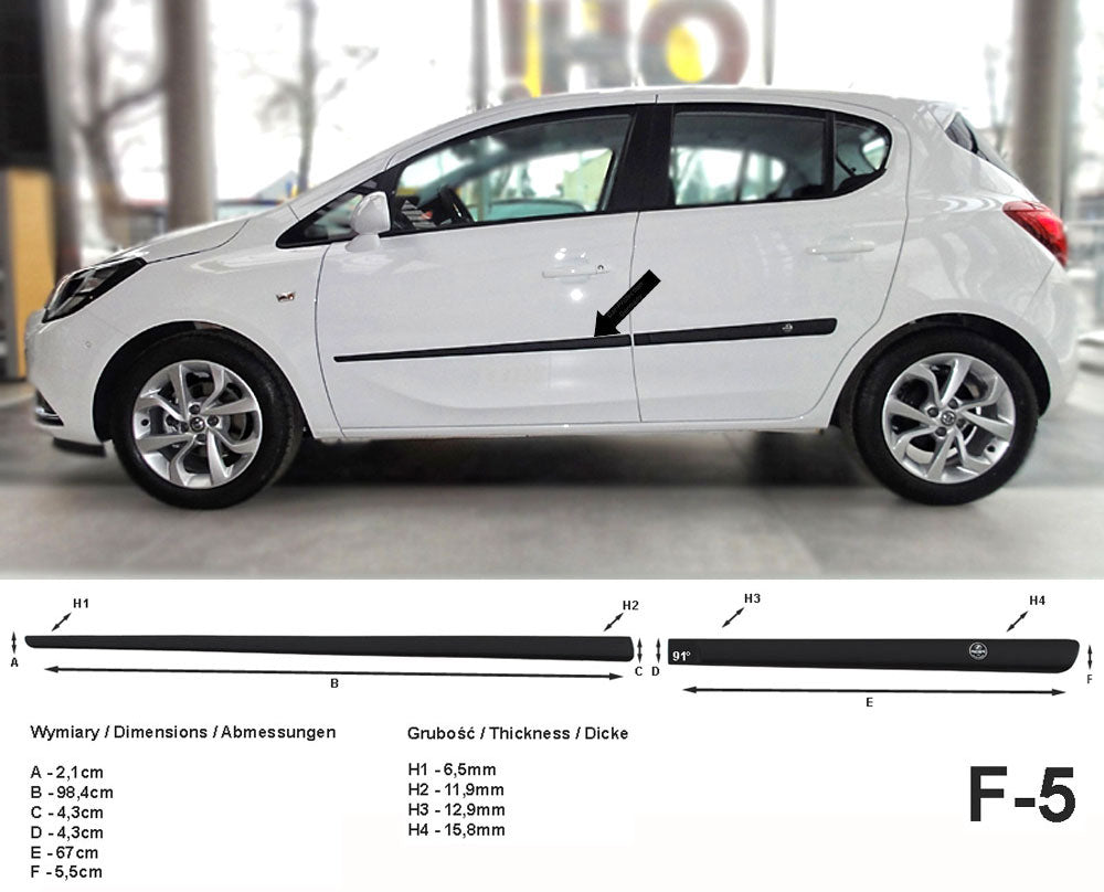Seitenschutzleisten schwarz für Opel Corsa E Schrägheck 5-Türer ab 09.2014- F5 a