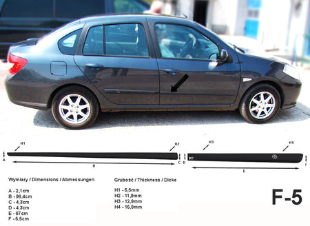 Seitenschutzleisten schwarz für Renault Thalia II 2.Generation 9.2008-11.2013 F5 a