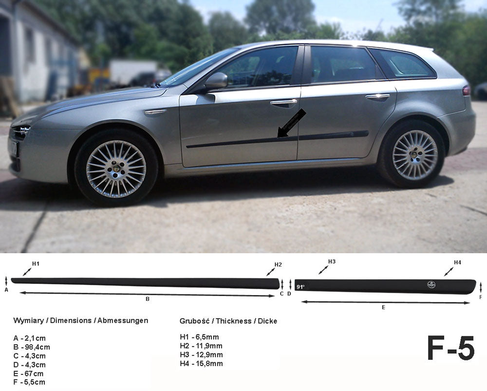 Seitenschutzleisten schwarz für Alfa Romeo 159 SW Sportwagon 03.2006-11.2011 F5 a
